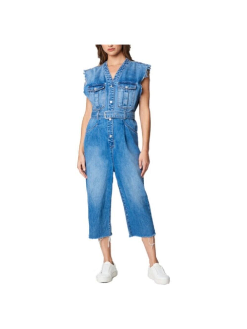 BLANK NYC Blanknyc Sleeveless Denim Cargo Jumpsuit NWT M